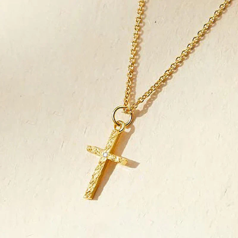 Cross Initial Necklace Set | Gold