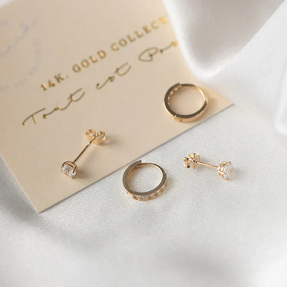 Dara Brillane Stone Earrings Set | Gold