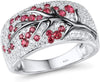 Ruby Blossom Tree Ring | White Gold