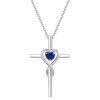 Sapphire Heart Stone Cross Necklace | White Gold