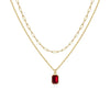 Paperclip Layered Ruby Necklace | Gold