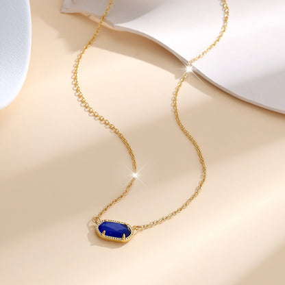 Classic Oval Sapphire Necklace | Gold