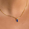 Minimalist Sapphire Pendant Necklace | White Gold