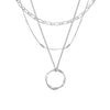 Open Circle Three Row Necklace | White Gold