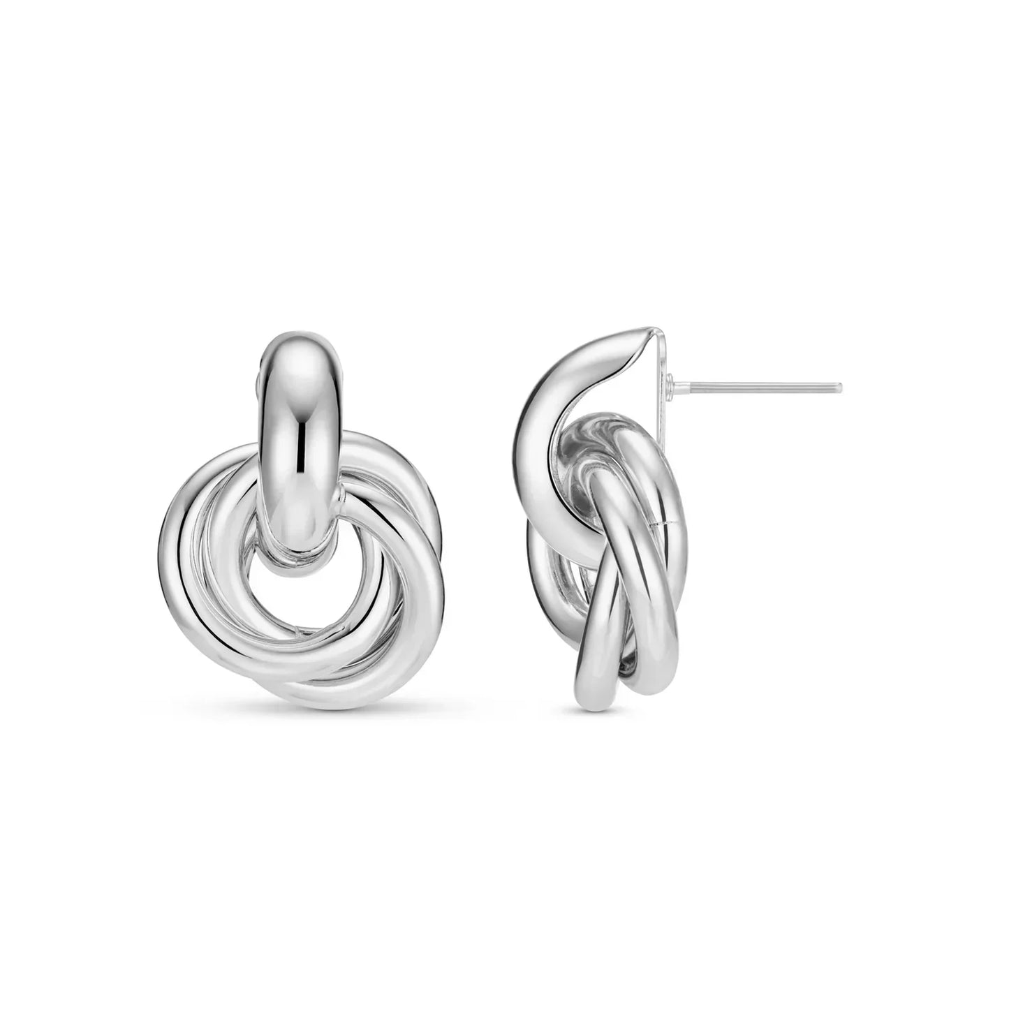 Statement Interlocking Earrings | White Gold