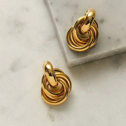 Statement Interlocking Earrings | White Gold