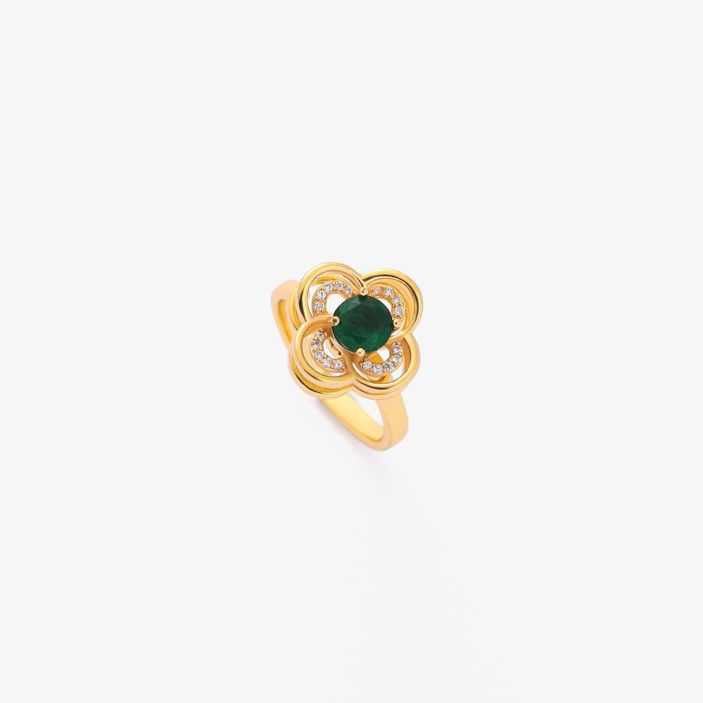 Clover Halo Emerald Spinning Ring | Gold