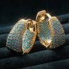 Golden-Tone Turquoise Beaded Hoop Earrings | Gold