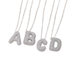 Bubble letter initial necklace set | White Gold