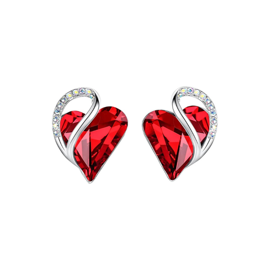 Infinity Heart Ruby Earrings | White Gold
