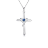 Sapphire Cross Necklace | White Gold