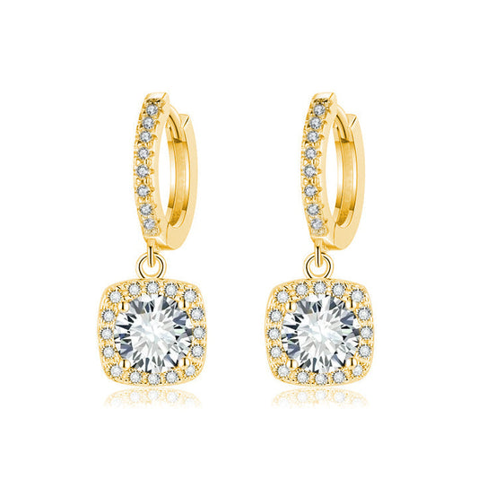 Square Halo Drop Earrings | Gold VIP
