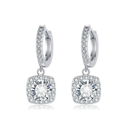 Square Halo Drop Earrings | White Gold VIP