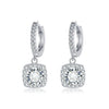 Square Halo Drop Earrings | White Gold VIP