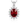 Classic Ruby Halo Necklace | White Gold