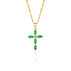 Emerald Cross Necklace | Gold