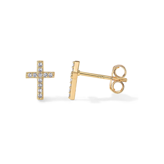 Paved Cross Studs | Gold